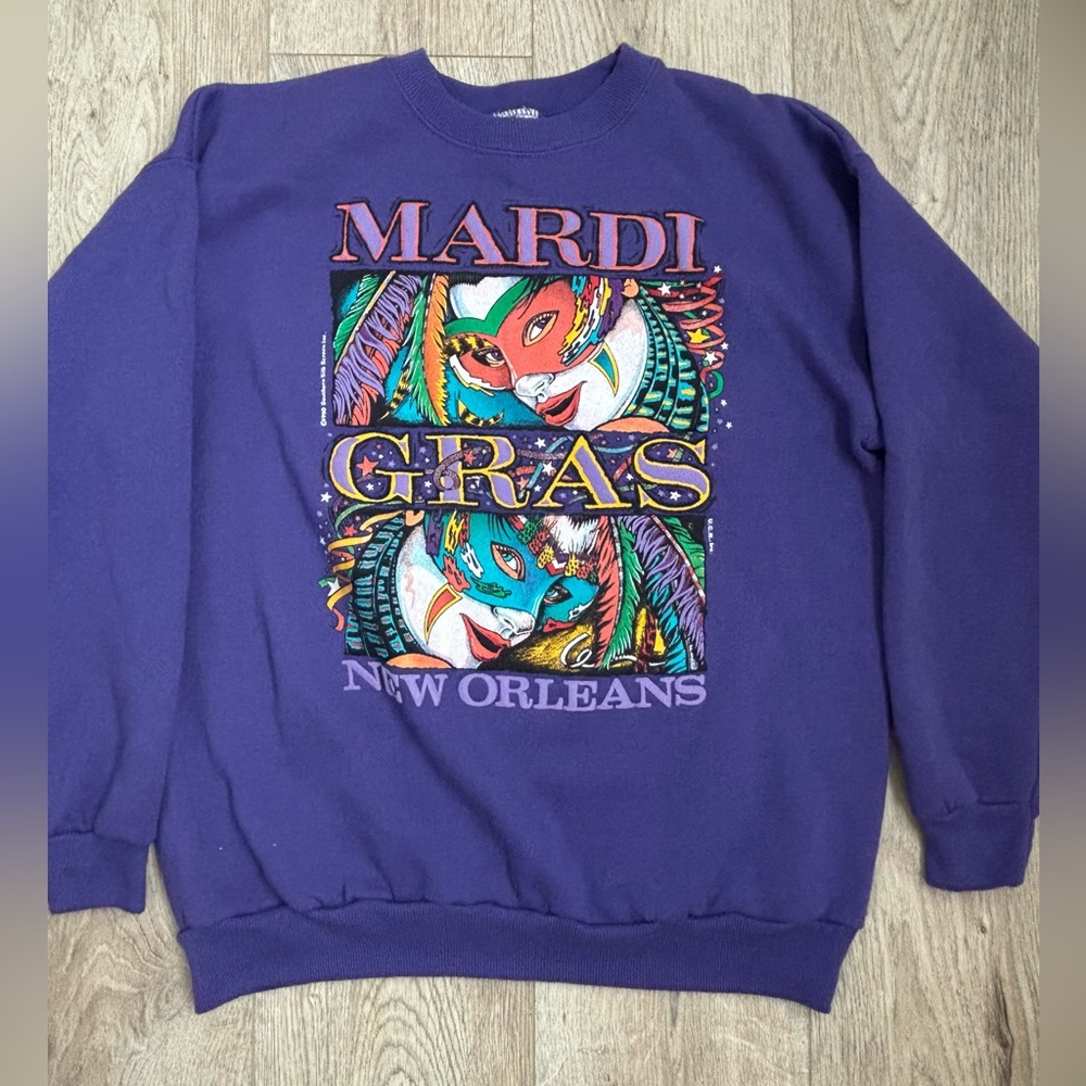 Vintage Hanes Purple Mardi Gras Crewneck Sweater